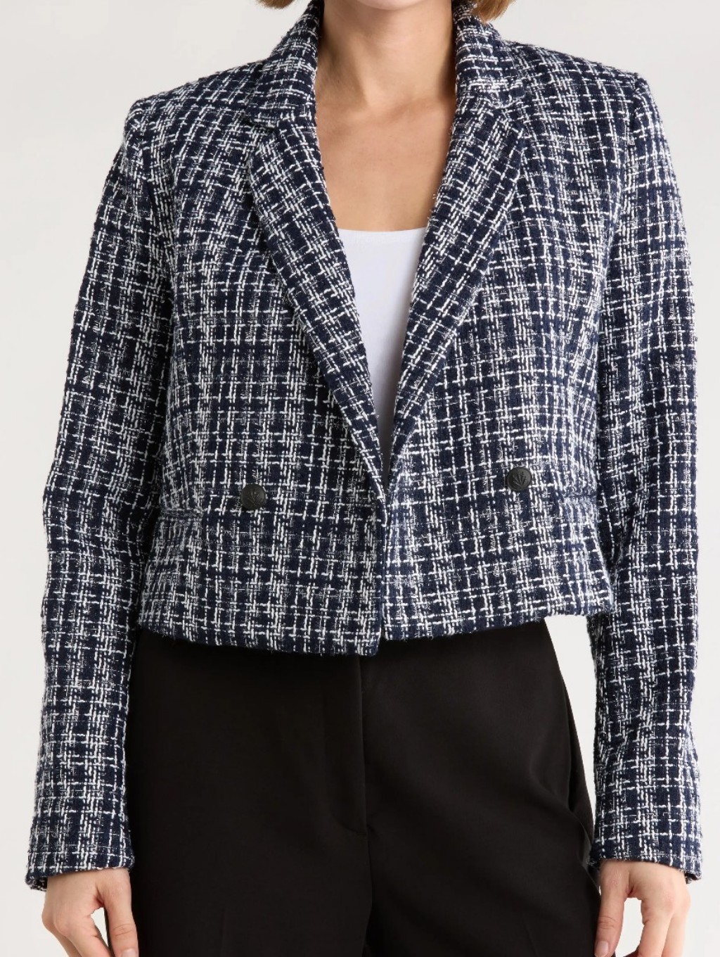 Rag & Bone Elvy Double Breasted Crop Tweed Blazer
